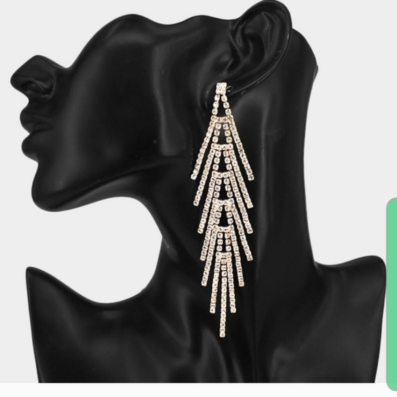 Jennifer & Company Jewelry - Oversized Silvertone Crystal Rhinestone Pave Earrings